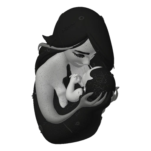 Stylized Mother and Child Embrace 3D Model
