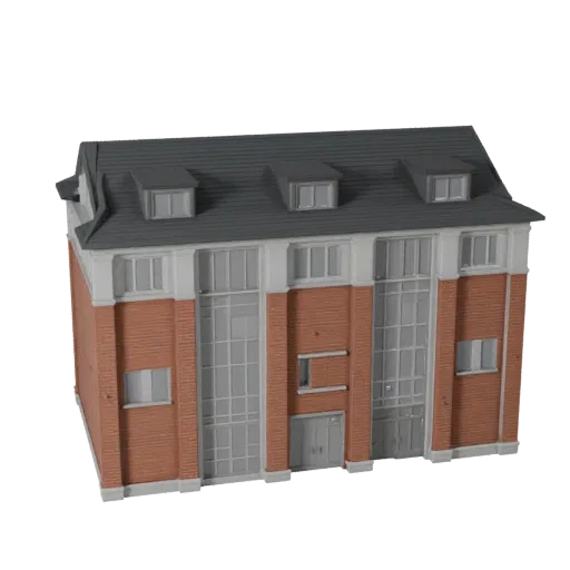 Modello 3D Duplex low poly, esterno pronto per il gioco, che mostra materiali di edifici residenziali e dettagli architettoni