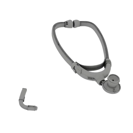 Diagnostic Stethoscope Printable 3D model, isometric STL render, showing stainless steel, handheld tool scale.