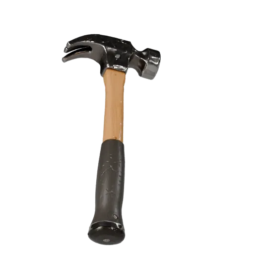 Heavy Duty Hammer 3D model, three-quarter front view, Unreal Engine viewport, showing painted metal, form detail.