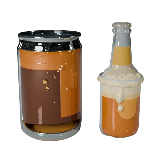 Beer Bottle game ready 3D model, perspective studio render, with calibrated drink silhouette and material reads.