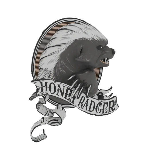 Aggressive Honey Badger Emblem 3D Model