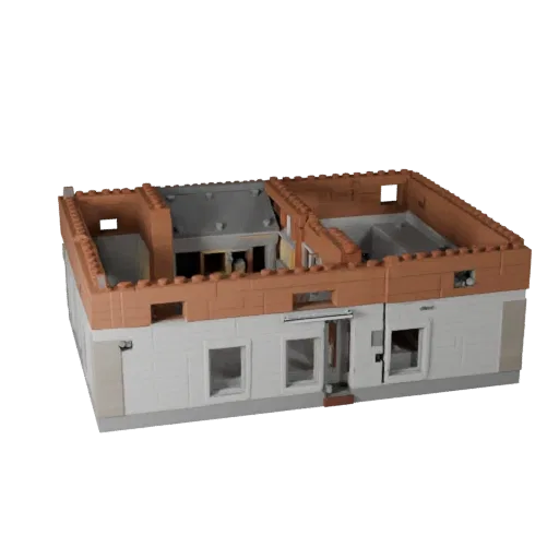 City Block Kit printable STL 3D model, isometric display view, showing modular building kit materials and architectural detai