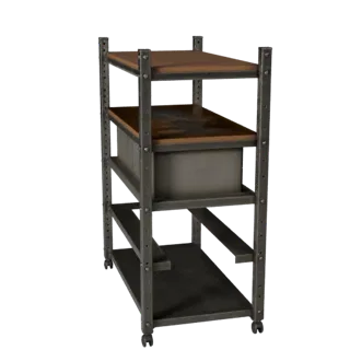Industrial Parts Rack High Poly 3D model, close-up studio render, showing steel frames, stable fixtures.