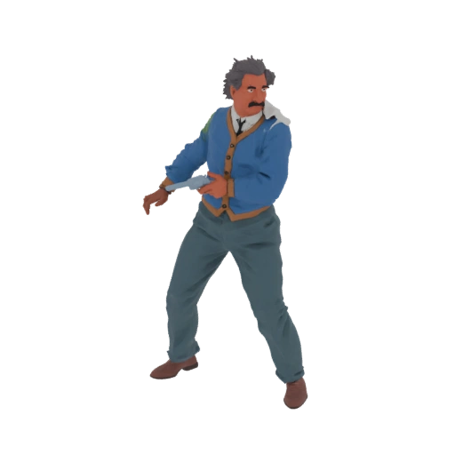 Albert Einstein with Revolver 3D Model