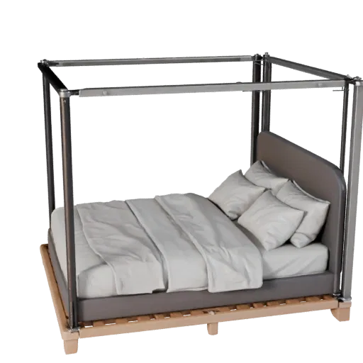 Canopy Bed Frame modular kit 3D model, side view studio render, showing bed form, surface, and scale cues.