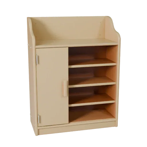 Shaker Bookshelf Product Viz 3D model, dining room, three-quarter studio product render, painted wood detail.