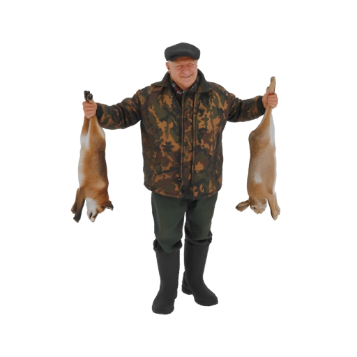 Hunter with Fox and Hare Catch