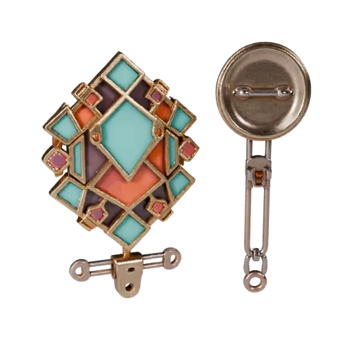 Geometric Decorative Pin game ready 3D model, top-down studio render, highlighting brooch form and finish detail.