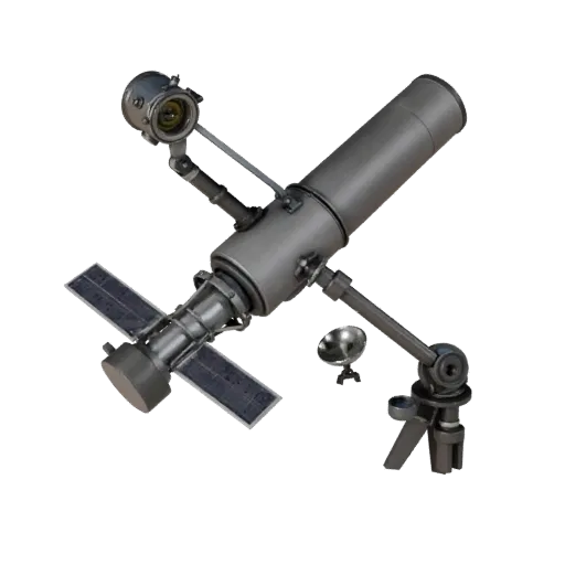 Observatory Telescope High Poly 3D model, close-up studio render, showing metal tubes, optical alignment.