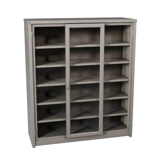 Industrial Bookshelf 3D model, dining room, three-quarter front view, Unreal Engine viewport, painted wood detail.