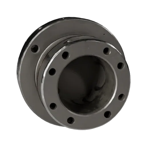 Sealed Pipe Flange 3D model, side profile view, technical viewport render, showing machined metal, form detail.