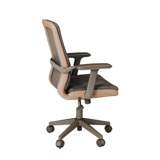 Scandinavian Office Chair 3D model, office, three-quarter front view, Unity viewport, wood detail.