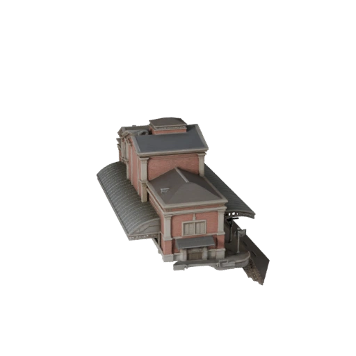 Prédio de Estação de Trem Alto Poligonagem 3D para Archviz