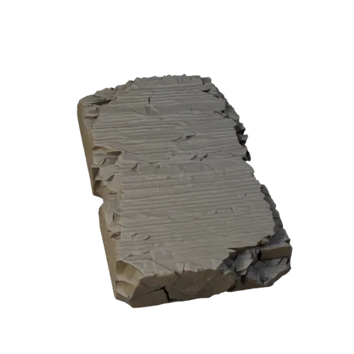 Ruined Stone Slab Scatter Unity 3D model, isometric viewport view, showing stratified stone, rock faces.