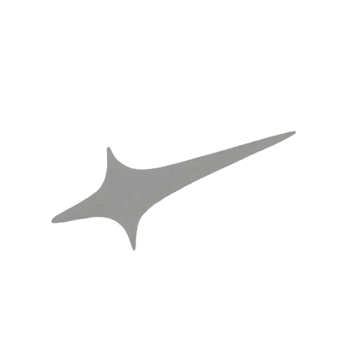 A 3D render of an abstract starburst shape with sharp, pointed ends, colored in a solid gray.