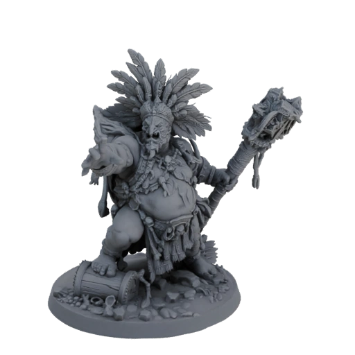Ogre Shaman with Feather Headdress and Club