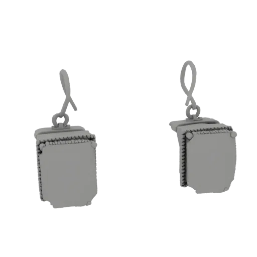 Chandelier Stud Earrings product viz 3D model, close-up hero shot, with clean topology and PBR shading on the earring.
