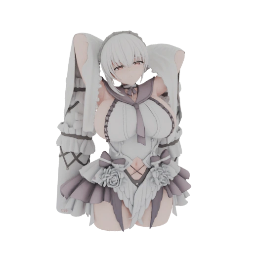 Anime Maid with Pigtails 3D Model