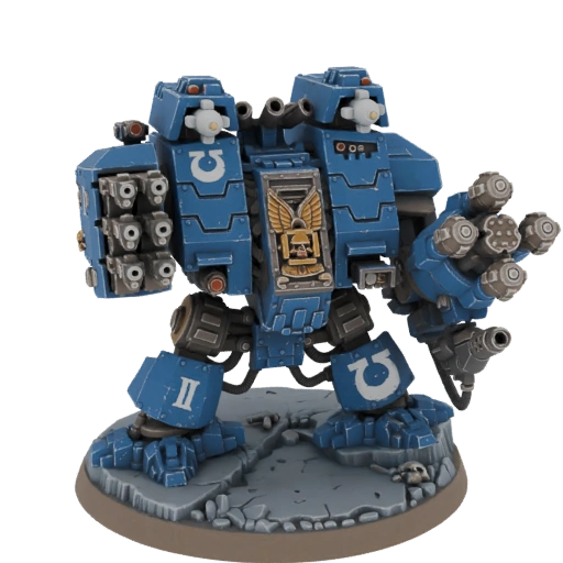Blue Space Marine Dreadnought with Twin Lascannons