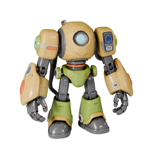 Robot Mascot Character product render 3D model preview showing pose, three-quarter view and surface detail