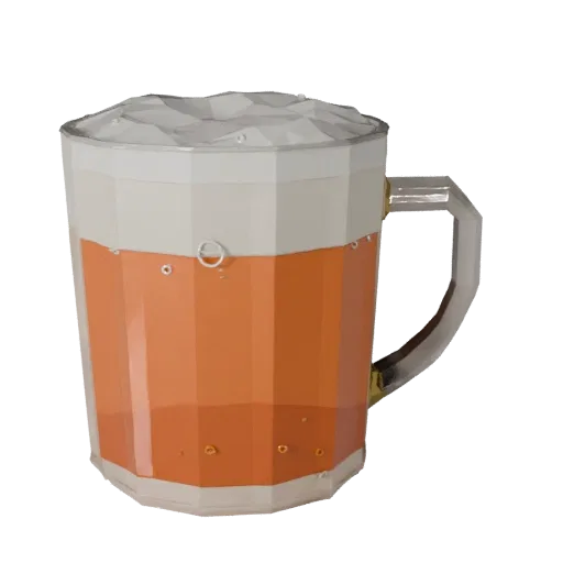 Sparkling Tea Mug Low Poly 3D model, game viewport three-quarter view, showing glass, container shape.