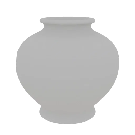 Modelo 3D de vaso branco com suporte, vista frontal, em fundo branco