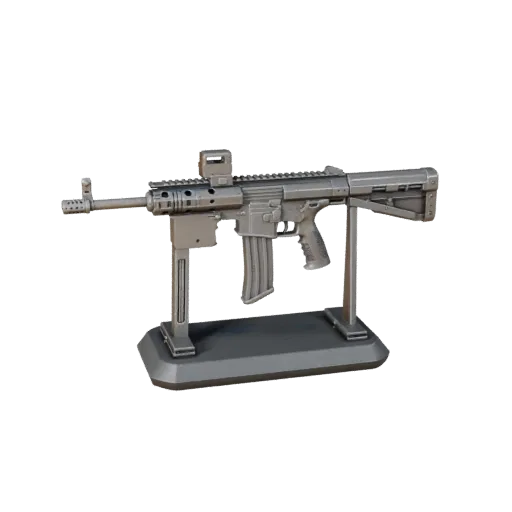 Training Long-Body Display Prop Printable 3D model, isometric STL render, showing painted metal, recognizable prop profile.