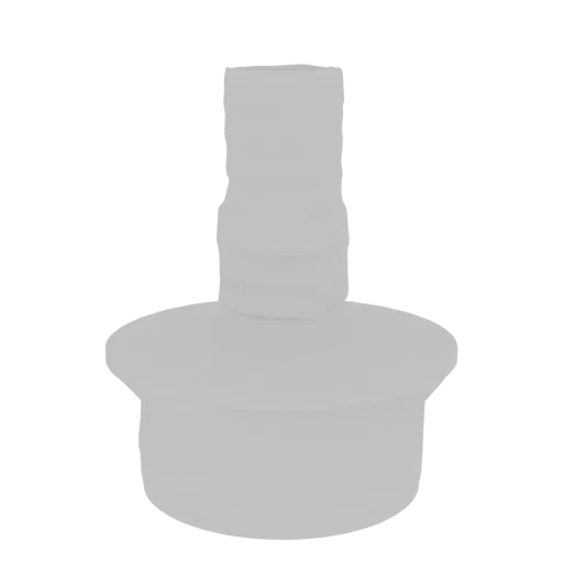3D render of a modern, stepped knob with a flared base, presented in a neutral gray color.