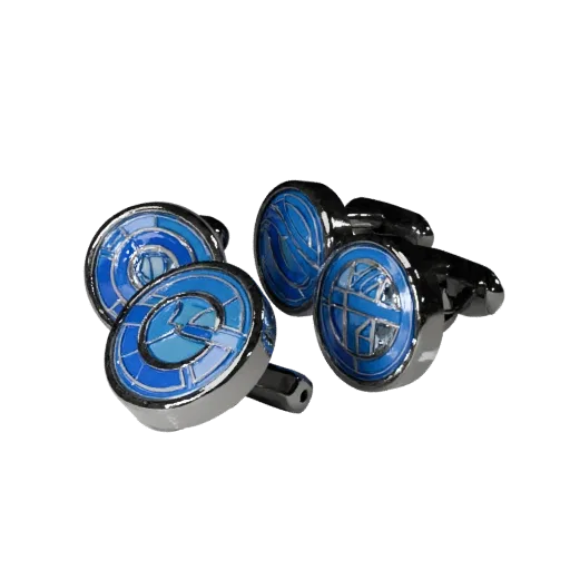 Round Cufflink game ready 3D model, top-down studio render, with calibrated cufflink silhouette and material reads.