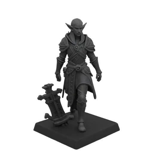 Medieval Elf Bard Miniature STL