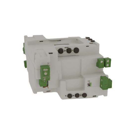 Compact DIN Rail Mountable Relay Module with Green Terminals