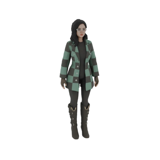 Woman in Green and Gray Plaid Coat