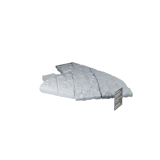Snowy Tundra Ground Tile Unreal Engine 3D model, top-down viewport view, showing layered soil, snow banks.