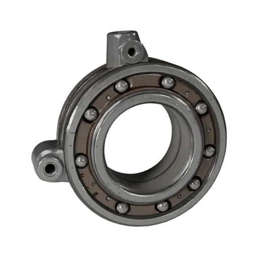 Sealed Bearing Block Stylized 3D model, stylized isometric render, showing machined metal, precise part geometry.