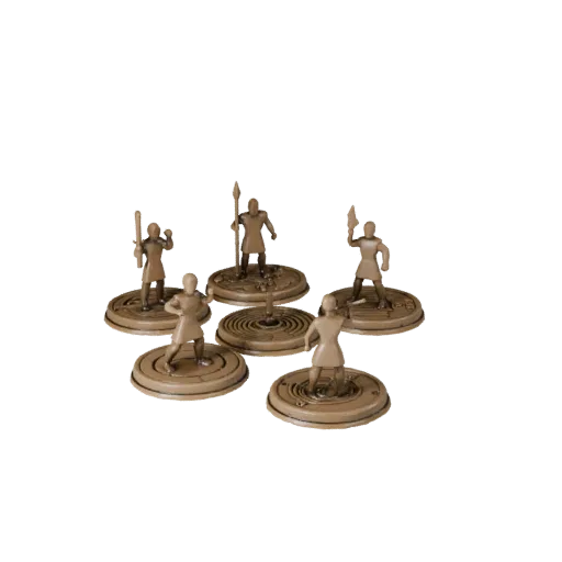 Abstract Meeple Set STL printable 3D model preview showing scale, three-quarter display angle