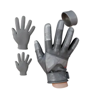 Gloves Stylized 3D model, stylized isometric render, showing metal, small wearable silhouette.