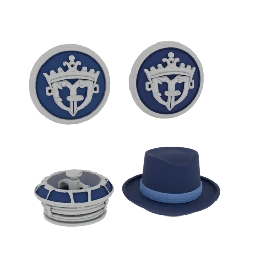 Monogram Style Formal Button render detail 3D model, close-up hero shot, highlighting cufflink form and finish detail.