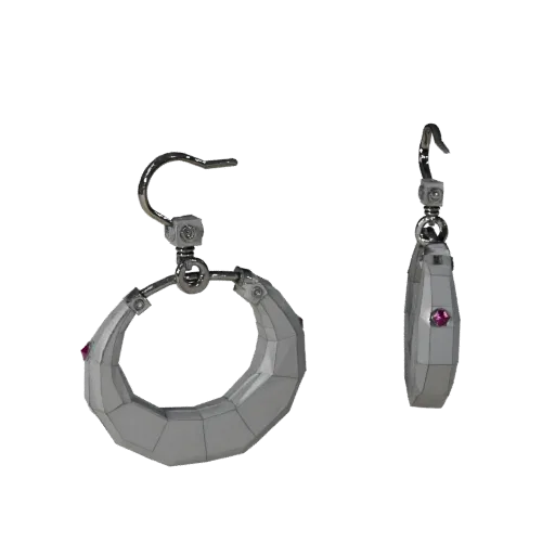 Stud Hoop Earrings game ready 3D model, perspective studio render, highlighting earring seams, edges, and finish layers.