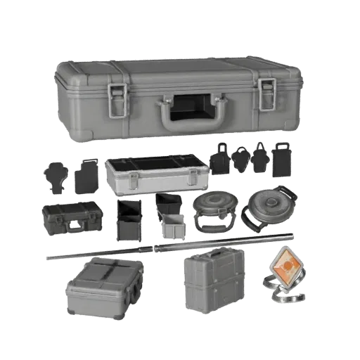 Utility Ammo Case 3D model, three-quarter front view, Unity viewport, showing plastic, usable openings.