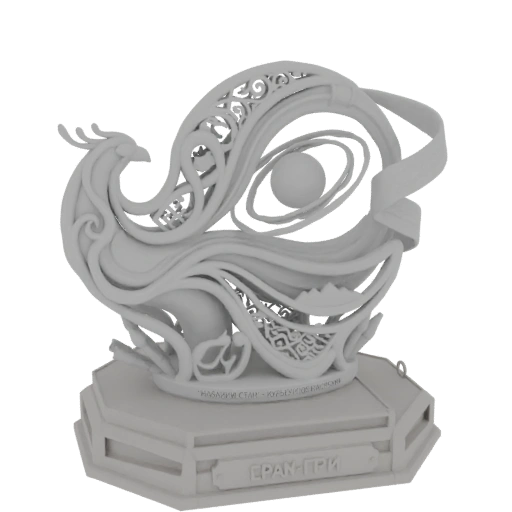 Mythical Phoenix and Celestial Orb Sculpture