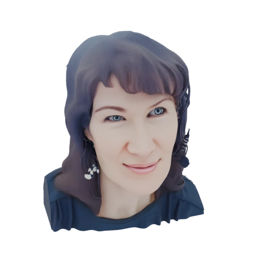 AI-Generated Woman Portrait with Blue Eyes and Dark Hair
