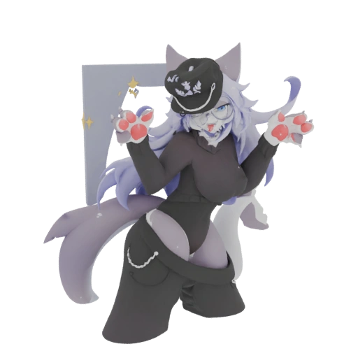 Furry Catgirl with Hat 3D Model