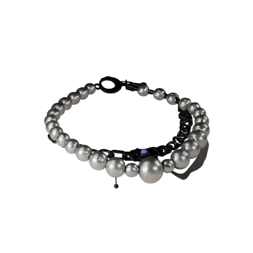 Pearl Style Necklace game ready 3D model, turntable hero render, with calibrated necklace silhouette and material reads.