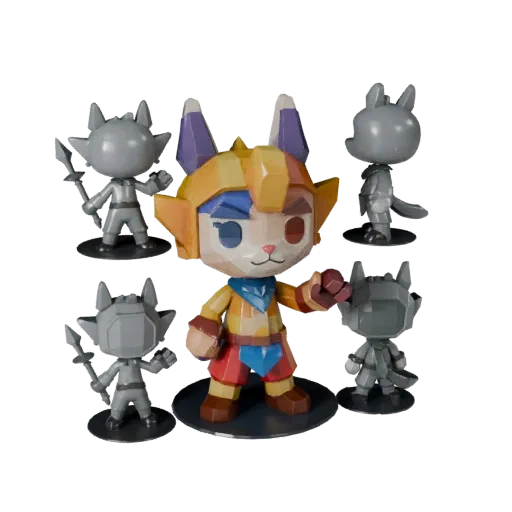 Fantasy Animal Mascot low poly 3D model preview showing pose, three-quarter game view and surface detail