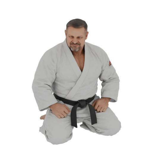 Martial Artist Kneeling 3D Model