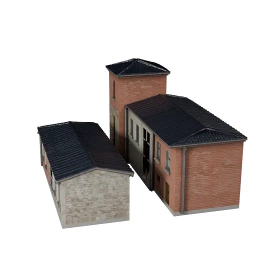 Modular Public Building Kit Unreal Engine-ready 3D model, Unreal Engine viewport, showing modular building kit materials and