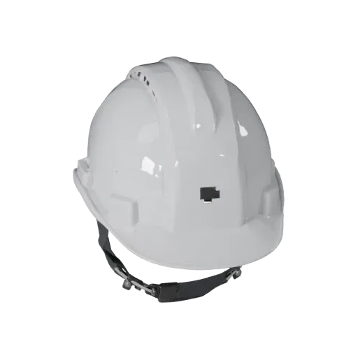 Site Hard Hat 3D model, side profile view, technical viewport render, showing plastic shells, form detail.