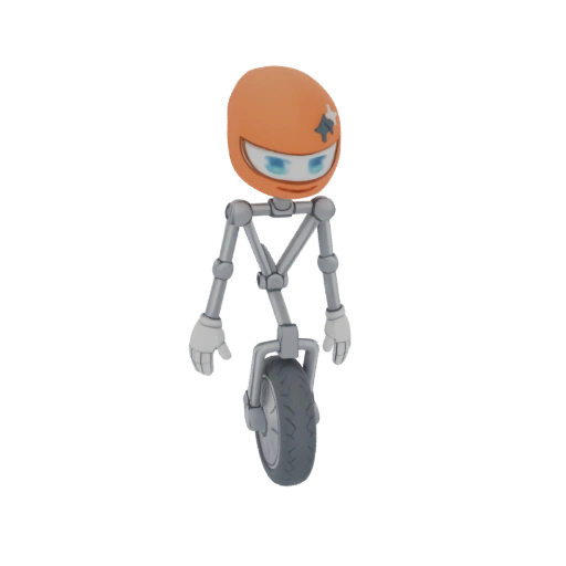 Orange Helmet Robot on Unicycle