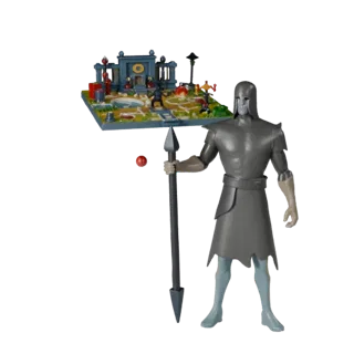 Dungeon Miniature Scene stylized 3D model preview showing layered parts, three-quarter game view